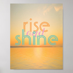 Aufstieg und glänzender Plakattext auf Sonnenaufga Poster