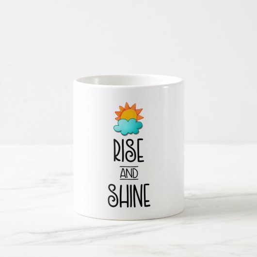 Aufstieg und Rheintypografie mit Sonne und Wolke Kaffeetasse (Mittel)