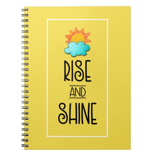 Aufstieg und Rheintypografie mit Sonne und Wolke Notizblock (Vorderseite)