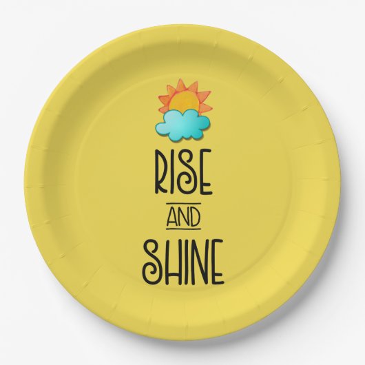 Aufstieg und Rheintypografie mit Sonne und Wolke Pappteller (Vorderseite)