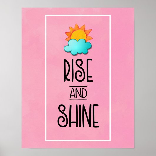 Aufstieg und Rheintypografie mit Sonne und Wolke Poster (Vorne)