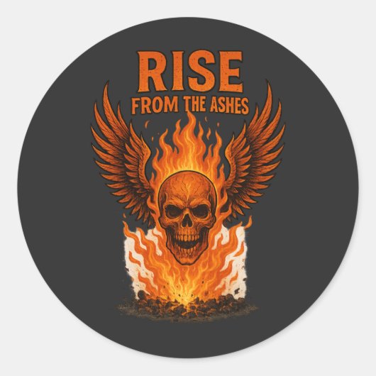 Aufstieg von den Aschen - flammender Schädel mit F Runder Aufkleber (Vorderseite)