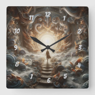 Aufstieg zum Licht Quadratische Wanduhr