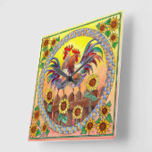 AUFSTIEGS-u. GLANZ-HAHN durch SHARON SHARPE Quadratische Wanduhr (Winkel)