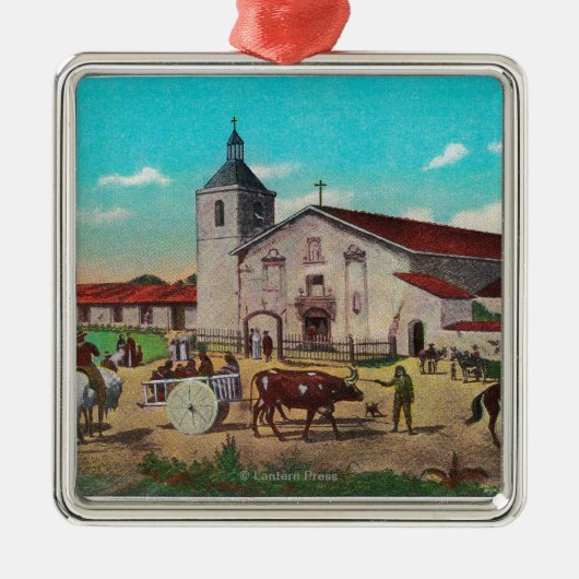 Auftrag Santa Clara de AsisSanta Clara, CA Silbernes Ornament (Vorne)