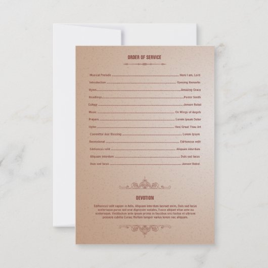 Auftrag Service-der Begräbnis- Programm-Karte Einladung (Rückseite)