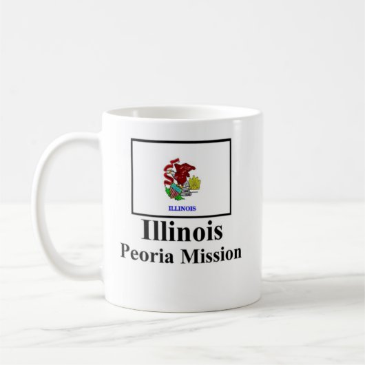 Auftrag-Trinkbehälter Illinois Peoria Kaffeetasse (Links)