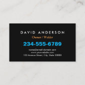 Auftragnehmer für berufliche Metallschweißanlagen Visitenkarte (Rückseite)