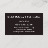 Auftragnehmer für berufliche Metallschweißanlagen Visitenkarte (Rückseite)