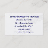 Auftragsgeschäft und Maschinengeschäft Visitenkarte (Rückseite)