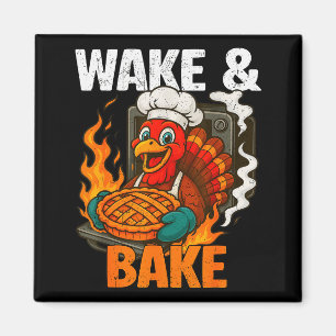 Aufwachen und backen lustige Vintage Truthahn Than Magnet