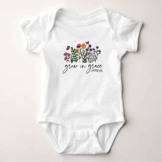 Aufwachsen in Grace - Vibrannendes florales Inspir Baby Strampler (Vorderseite)