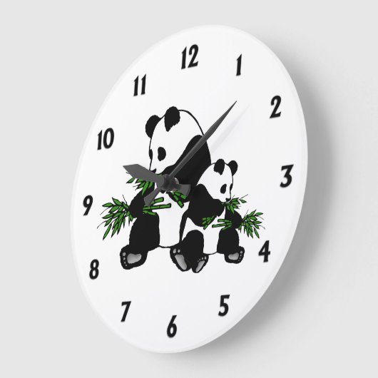 Aufwachsen Panda schwarze Zahlen große Uhr (Winkel)