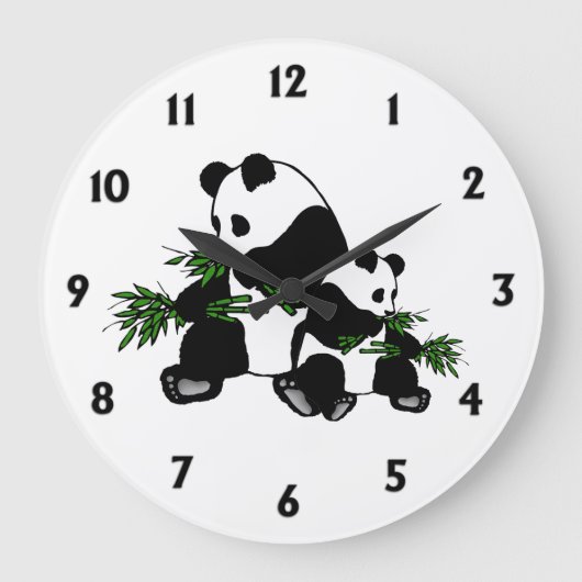 Aufwachsen Panda schwarze Zahlen große Uhr (Vorderseite)