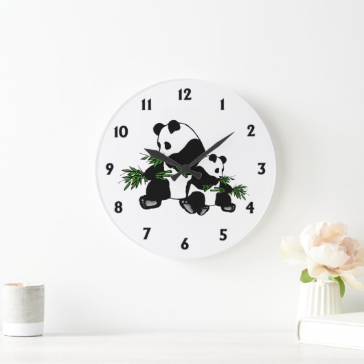 Aufwachsen Panda schwarze Zahlen große Uhr (Zuhause)