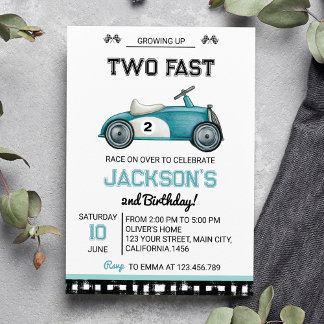 Aufwachsen von zwei schnellen Rennwagen Geburtstag Einladung