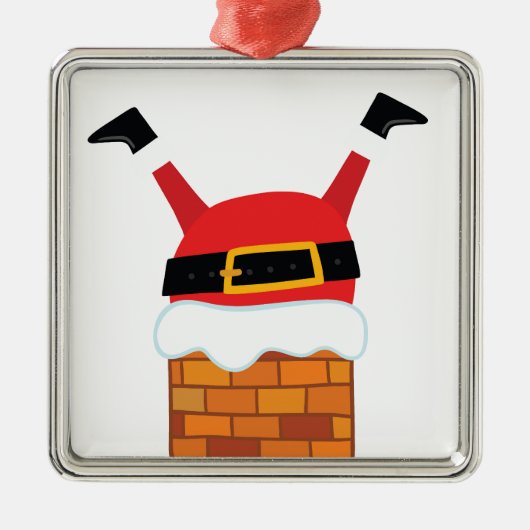 Aufwärts-Santa Silbernes Ornament (Vorne)