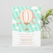 Aufwärts und weg Heißluftballon Taufe Einladung (Stehend Vorderseite)