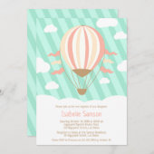 Aufwärts und weg Heißluftballon Taufe Einladung (Vorne/Hinten)