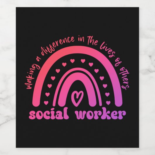 Aufwertung und Abschluss der Sozialarbeiter Weinetikett (Einzelnes Label)