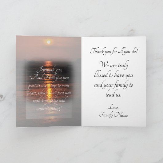 Aufwertung von "Ocean Sunset Pastor" Dankeskarte (Innenseite)