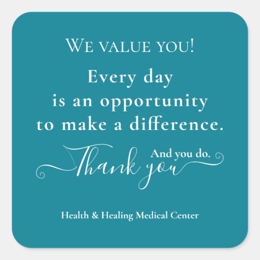 Aufwertungswoche Monat Bulk Quadratischer Aufkleber (Vorderseite)