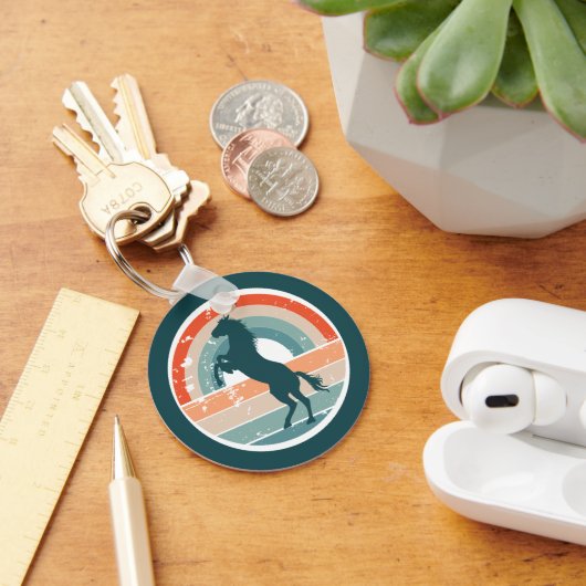 Aufzuchten von Blue Horse Retro Sunset Schlüsselanhänger (Schreibtisch)