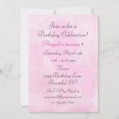 Aufzuchtpferd und Blume Rosa Einladung zum Geburts (Rückseite)