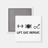 Aufzug. Essen. Wieder von vorne. - Entwurf der Mot Magnet (Vorderseite/Rückseite)