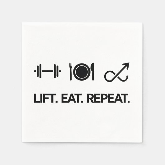 Aufzug. Essen. Wieder von vorne. - Entwurf der Mot Serviette (Vorderseite)