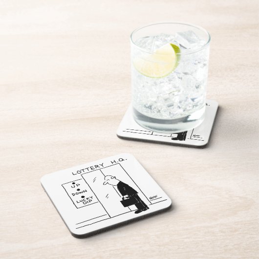 Aufzug oder Aufzug in einem Cartoon am Hauptsitz d Getränkeuntersetzer (Rechte Seite)