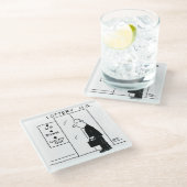 Aufzug oder Aufzug in einem Cartoon am Hauptsitz d Glasuntersetzer (Schrägansicht)