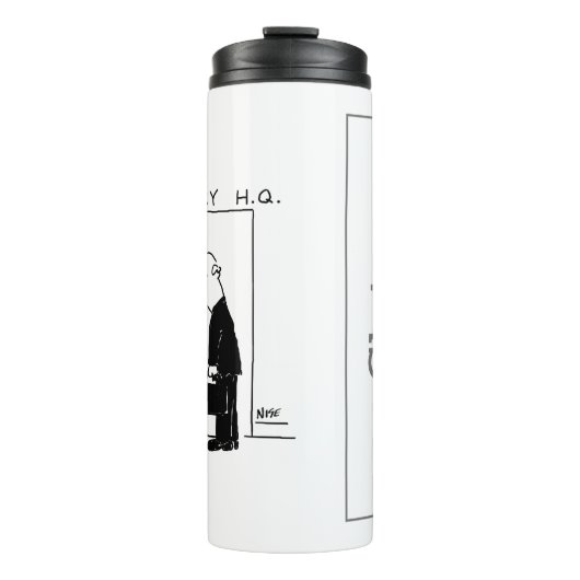 Aufzug oder Aufzug in einem Cartoon am Hauptsitz d Thermosbecher (Vorderseite)