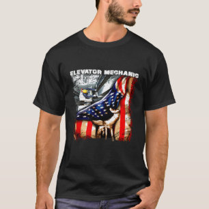 Aufzugsmechaniker Amerikanische Flagge T-Shirt