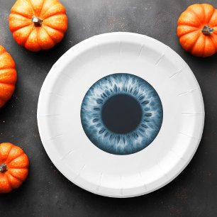 Augapfel blaue Iris Auge lustiger Streich Witz Hal Pappteller