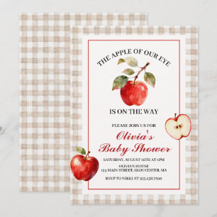 Augapfel Herbst Karo Baby Shower Einladung