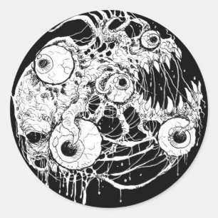 Augapfel-Horror-Schwarzes Inkwork Runder Aufkleber
