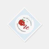 Augapfel mit blauem Gingham-Bogen zum 1. Geburtsta Serviette (Ecke)