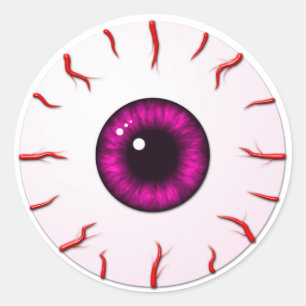 Augapfel mit rosa Iris und roten Adern Runder Aufkleber