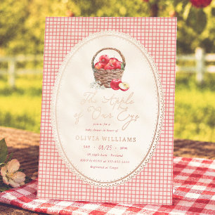 Augapfel Rot Gingham Baby Shower Folieneinladung