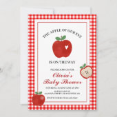 Augapfel roter Gingham-Baby-Party Einladung (Vorderseite)
