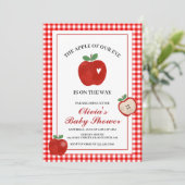 Augapfel roter Gingham-Baby-Party Einladung (Stehend Vorderseite)