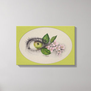Augapfel Surrealer Zeichen Kunst Grün Leinwanddruck