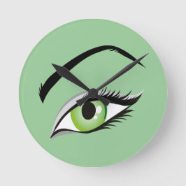 Auge-149673 SCHÖNHEIT MAKEUP SALON Auge, grün Runde Wanduhr