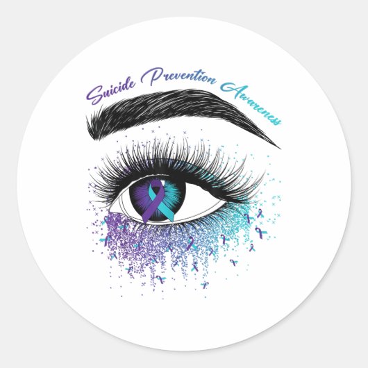 Auge & Amp; Aquamarines Lila Band-Suizidprävention Runder Aufkleber (Vorderseite)
