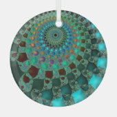 Auge Chameleon Aquamarines Abstraktes Fraktal Mand Ornament Aus Glas (Vorderseite)