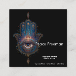 Auge der Erleuchtung   Hamsa-Hand-Design Quadratische Visitenkarte