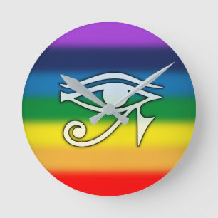 Auge der Horus Regenbogen-Uhr Runde Wanduhr