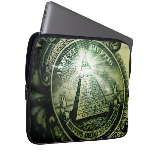 "Auge der Vorsehung" Geld Pyramide Laptopschutzhülle (Vorne Rechts)