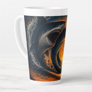 Auge der Welle – Surrealer Hai-Sonnenuntergang Milchtasse